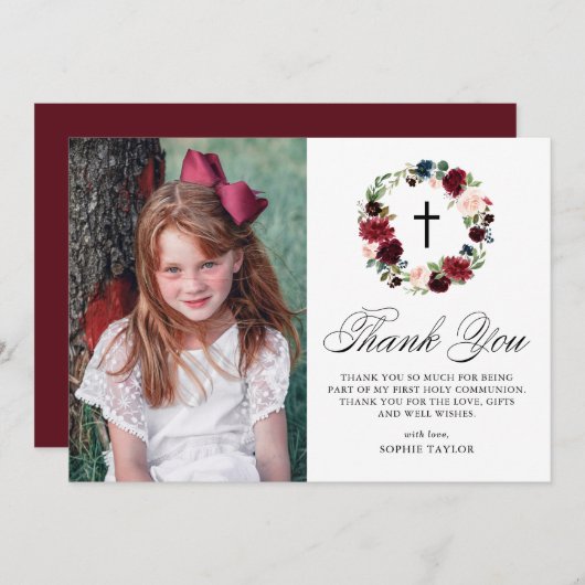 ブルーアンドブルゴーニュフローラリースファーストコニオ サンキューカード (正面/裏面)