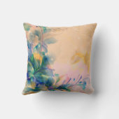 ブルーアンドベージュ抽象芸術フローラデザイン クッション (裏面)