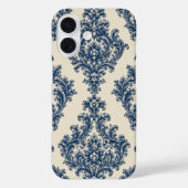 ブルーアンドホワイトのダマスク柄 Case-Mate iPhoneケース (裏面)