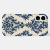 ブルーアンドホワイトのダマスク柄 Case-Mate iPhoneケース (裏面 (横))