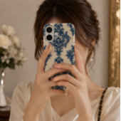 ブルーアンドホワイトのダマスク柄 Case-Mate iPhoneケース