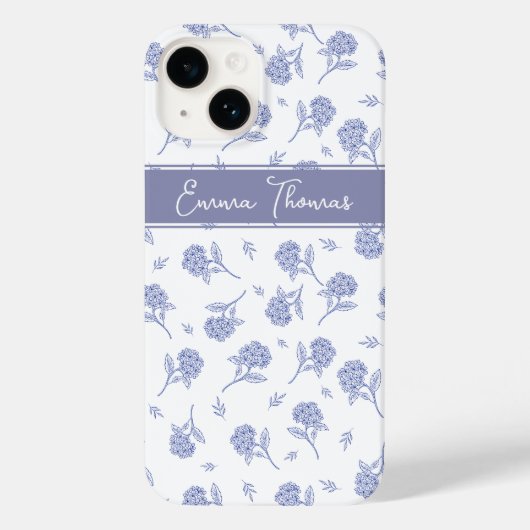 ブルーアンドホワイトの紫陽花の植物画風トイレ柄 Case-Mate iPhoneケース (裏面)