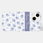 ブルーアンドホワイトの紫陽花の植物画風トイレ柄 Case-Mate iPhoneケース (裏面 (横))