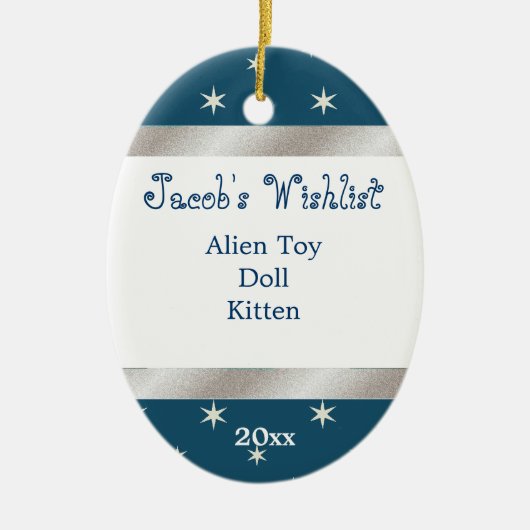 ブルーアンドホワイトカスタムWishlistオーナメント セラミックオーナメント (正面)