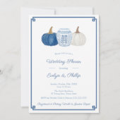 ブルーアンドホワイトカボチャクラシックンブライダルシャワー 招待状 (正面)