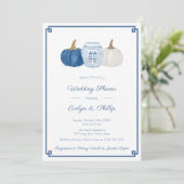 ブルーアンドホワイトカボチャクラシックンブライダルシャワー 招待状 (スタンド正面)