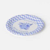 ブルーアンドホワイトシェブロンブライダルシャワー紙プレート ペーパープレート (アングル)