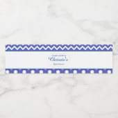 ブルーアンドホワイトシェブロン&水玉模様ベビー ペットボトルラベル (シングルラベル)