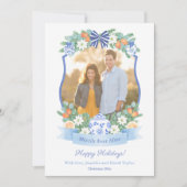 ブルーアンドホワイトシトラストゥール初めてのクリスマス写真 シーズンカード (正面)