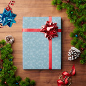 ブルーアンドホワイトスノーフレークホリデーラッピング紙 ラッピングペーパー