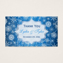 ブルーアンドホワイトスノーフレーク結婚式の引き出物ラベル