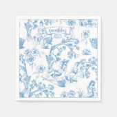 ブルーアンドホワイトトイレデジュイブライダルシャワー スタンダードカクテルナプキン (正面)