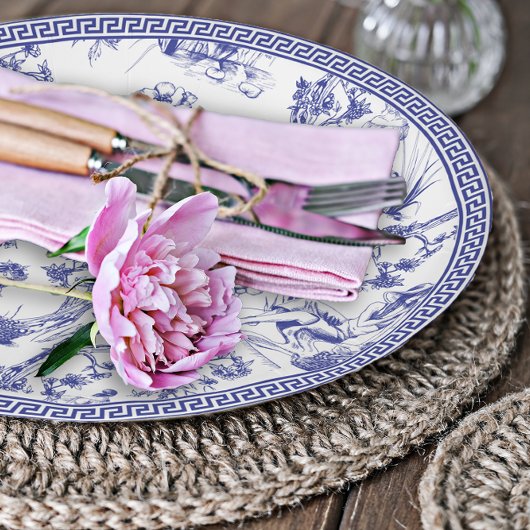 ブルーアンドホワイトトイレデジュイブライダルシャワー ペーパープレート