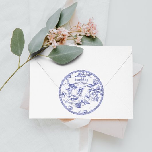 ブルーアンドホワイトトイレデジュイブライダルシャワー ラウンドシール