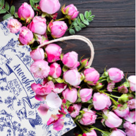 ブルーアンドホワイトトイレデジュイブライダルシャワー ラージペーパーバッグ