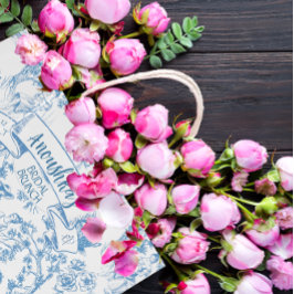 ブルーアンドホワイトトイレデジュイブライダルシャワー ラージペーパーバッグ