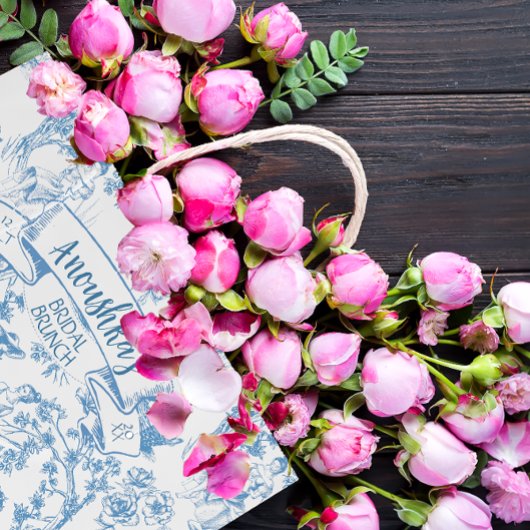 ブルーアンドホワイトトイレデジュイブライダルシャワー ラージペーパーバッグ