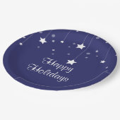 ブルーアンドホワイトハッピーホリデーズ紙プレート ペーパープレート (アングル)