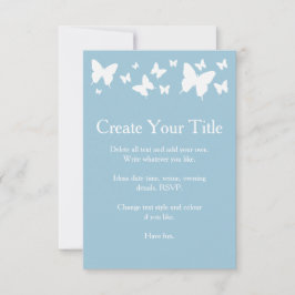 ブルーアンドホワイトバタフライ結婚式招待状 招待状