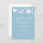 ブルーアンドホワイトバタフライ結婚式招待状 招待状 (正面/裏面)