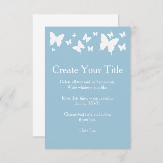 ブルーアンドホワイトバタフライ結婚式招待状 招待状 (正面/裏面)