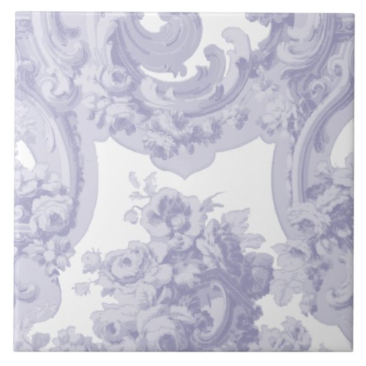 ブルーアンドホワイトバロックRococo Louis XV Pattern タイル (正面)
