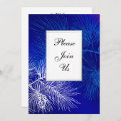 ブルーアンドホワイトパインカスタム招待状テンプレート 招待状 (正面/裏面)