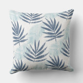 ブルーアンドホワイトパームリーフ装飾用クッション クッション (裏面)
