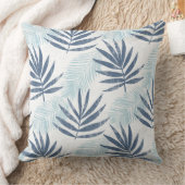 ブルーアンドホワイトパームリーフ装飾用クッション クッション (ブランケット)