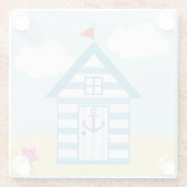 ブルーアンドホワイトビーチハット ガラスコースター (裏面)