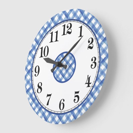ブルーアンドホワイトファームハウス ラージ壁時計 (傾斜)