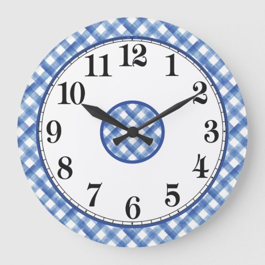 ブルーアンドホワイトファームハウス ラージ壁時計 (正面)