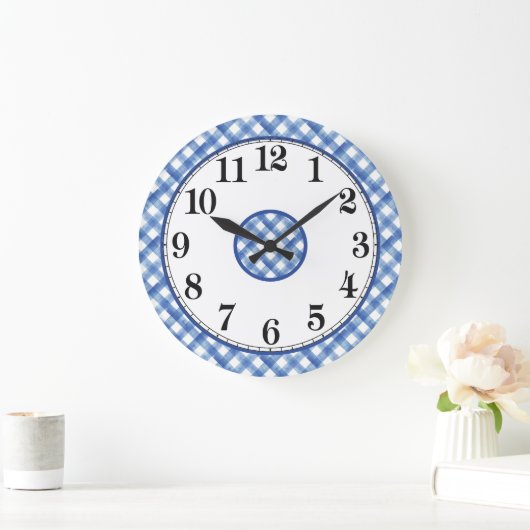 ブルーアンドホワイトファームハウス ラージ壁時計 (ホーム)