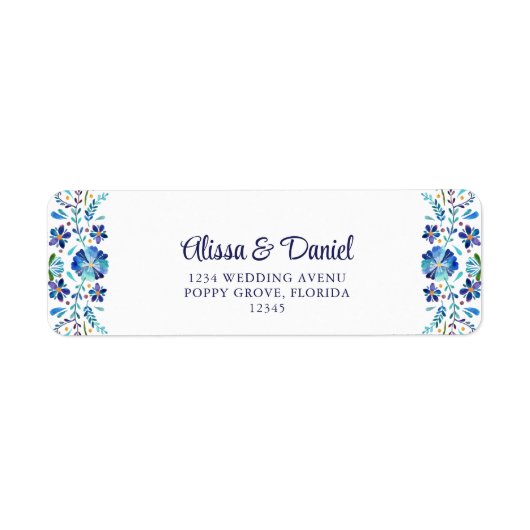 ブルーアンドホワイトフローラフェスタ差出人住所 ラベル (正面)