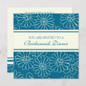 ブルーアンドホワイトブリデスメイドディナー招待状カード 招待状 (正面/裏面)