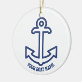 ブルーアンドホワイトボート航海のいかりオーナメント セラミックオーナメント (左)