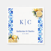 ブルーアンドホワイトモダンラドルチェヴィタレイタリアンモン スタンダードカクテルナプキン (正面)