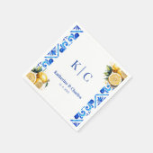 ブルーアンドホワイトモダンラドルチェヴィタレイタリアンモン スタンダードカクテルナプキン (角)