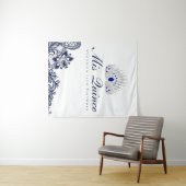 ブルーアンドホワイトレースキンセアニェラ背景 タペストリー (インサイチュ(横))