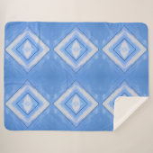 ブルーアンドホワイト絞り染めダイヤモンドボホシック シェルパブランケット (正面(横))