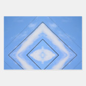 ブルーアンドホワイト絞り染めボホシック ラッピングペーパーシート (正面2)