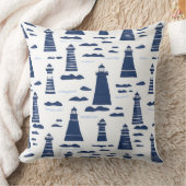 ブルーアンドホワイト航海のライトハウス装飾用クッション クッション (ブランケット)