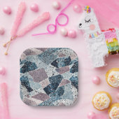 ブルーアンドマーブテラッツォ抽象デザイン ペーパープレート (パーティー)