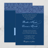 ブルーアンドミッドナイトスワールダマスク結婚式招待状 招待状 (正面/裏面)