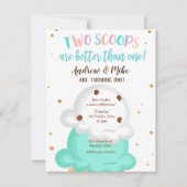 ブルーアンドミントツインアイスクリーム招待状 招待状 (正面)