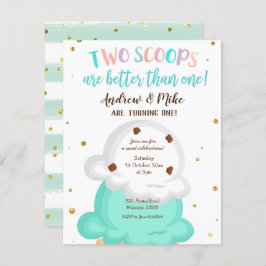 ブルーアンドミントツインアイスクリーム招待状 招待状