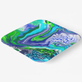 ブルーアンドライムグリーンマーブルスワーズ誕生日紙P ペーパープレート (傾斜あり)