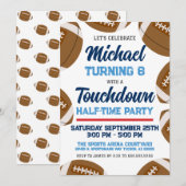 ブルーアンドレッドサッカーチーム誕生日パーティー 招待状 (正面/裏面)