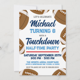 ブルーアンドレッドサッカーチーム誕生日パーティー 招待状