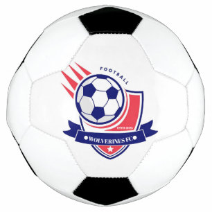 ブルーアンドレッドサッカーモダンクラブロゴカスタム サッカーボール